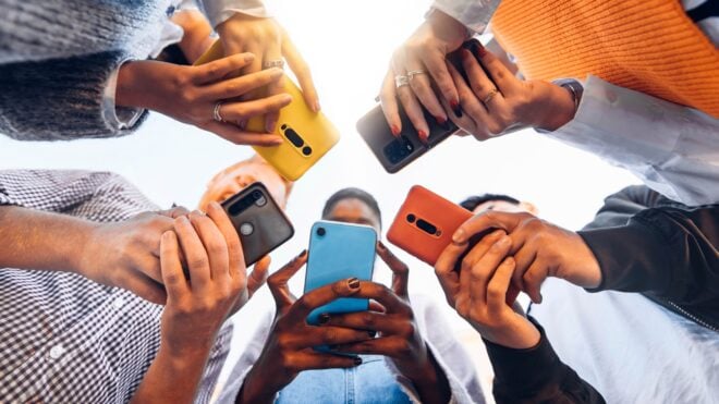 Kids on their phone