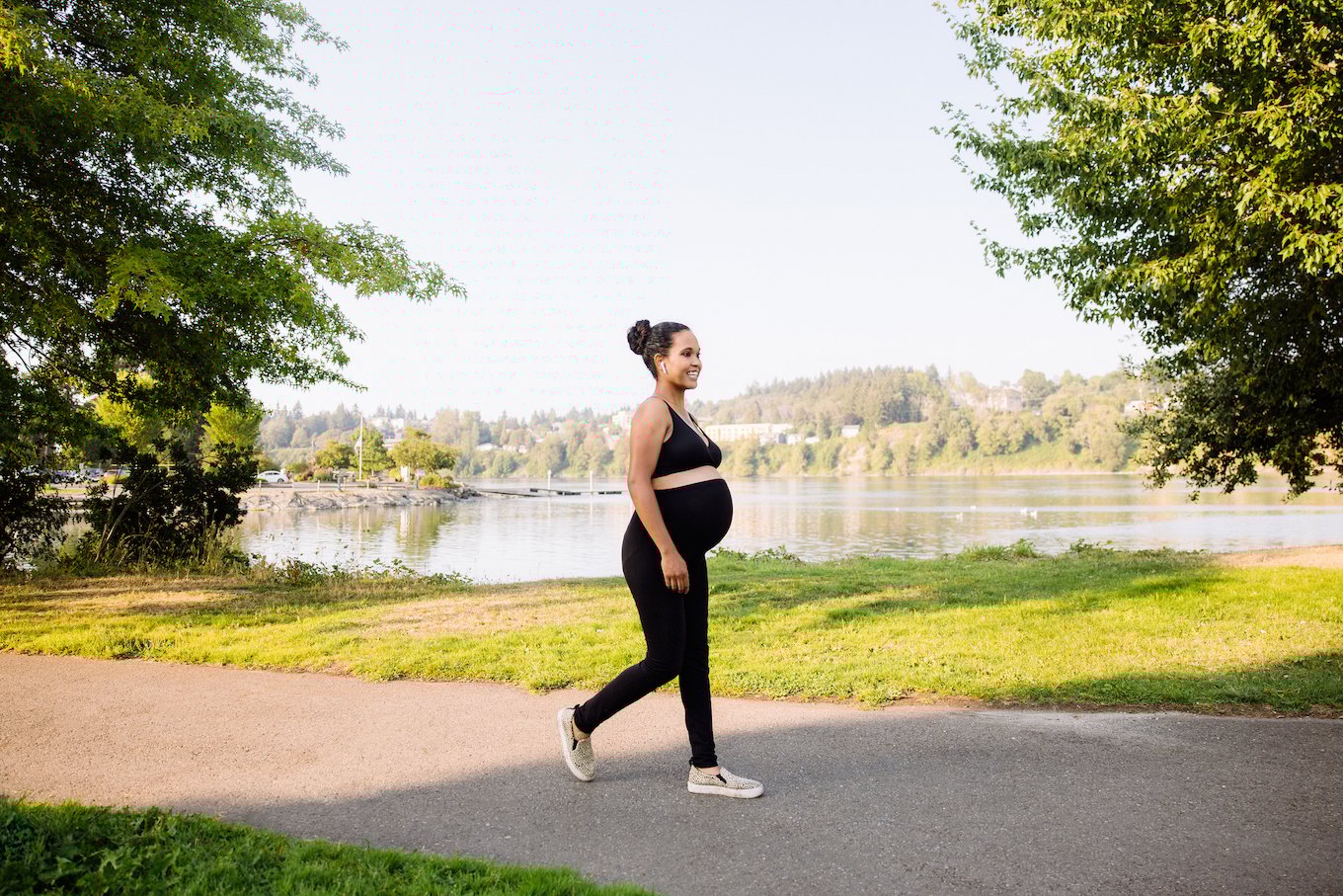 Pregnant person walking