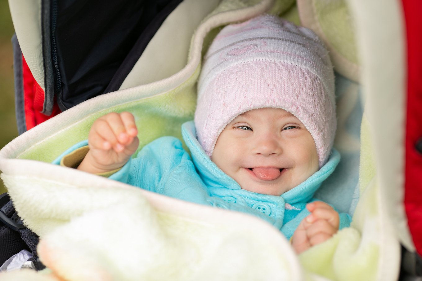 Baby girl in a winter hat