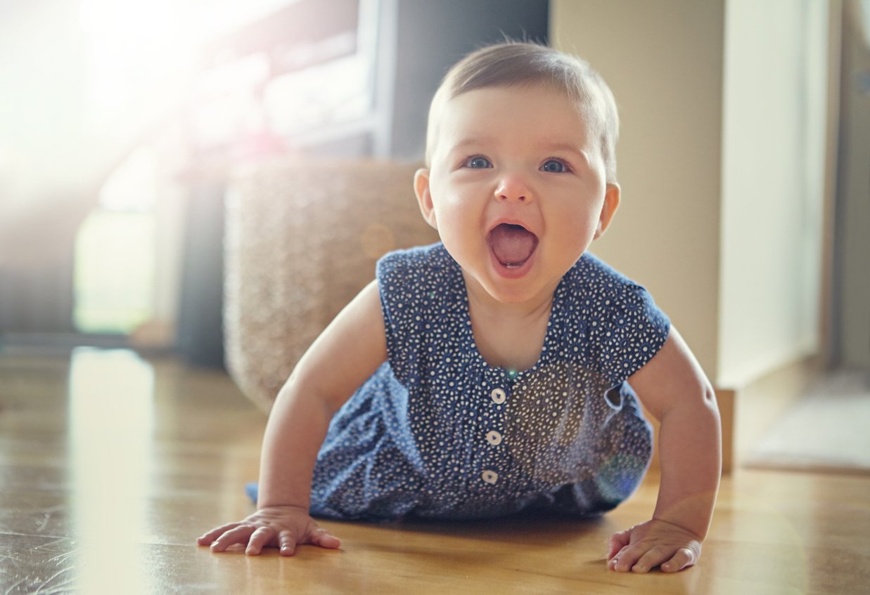 Baby girl crawling