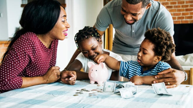 A family talking about their finances
